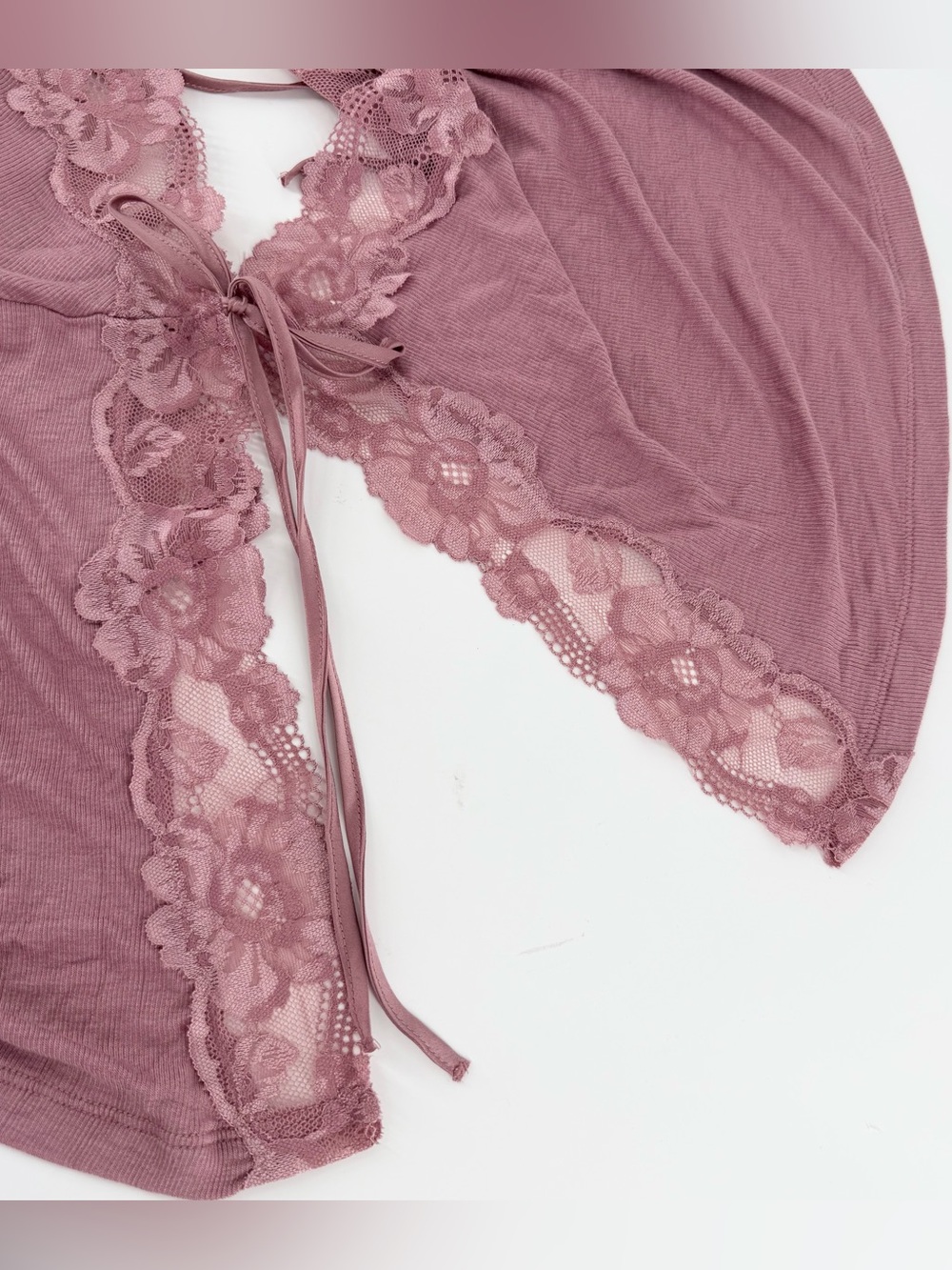 Victoria's Secret Mauve Ribbon Tie Side Lace Cami Top XXL Coquette Romantic Chic - Picture 4 of 10